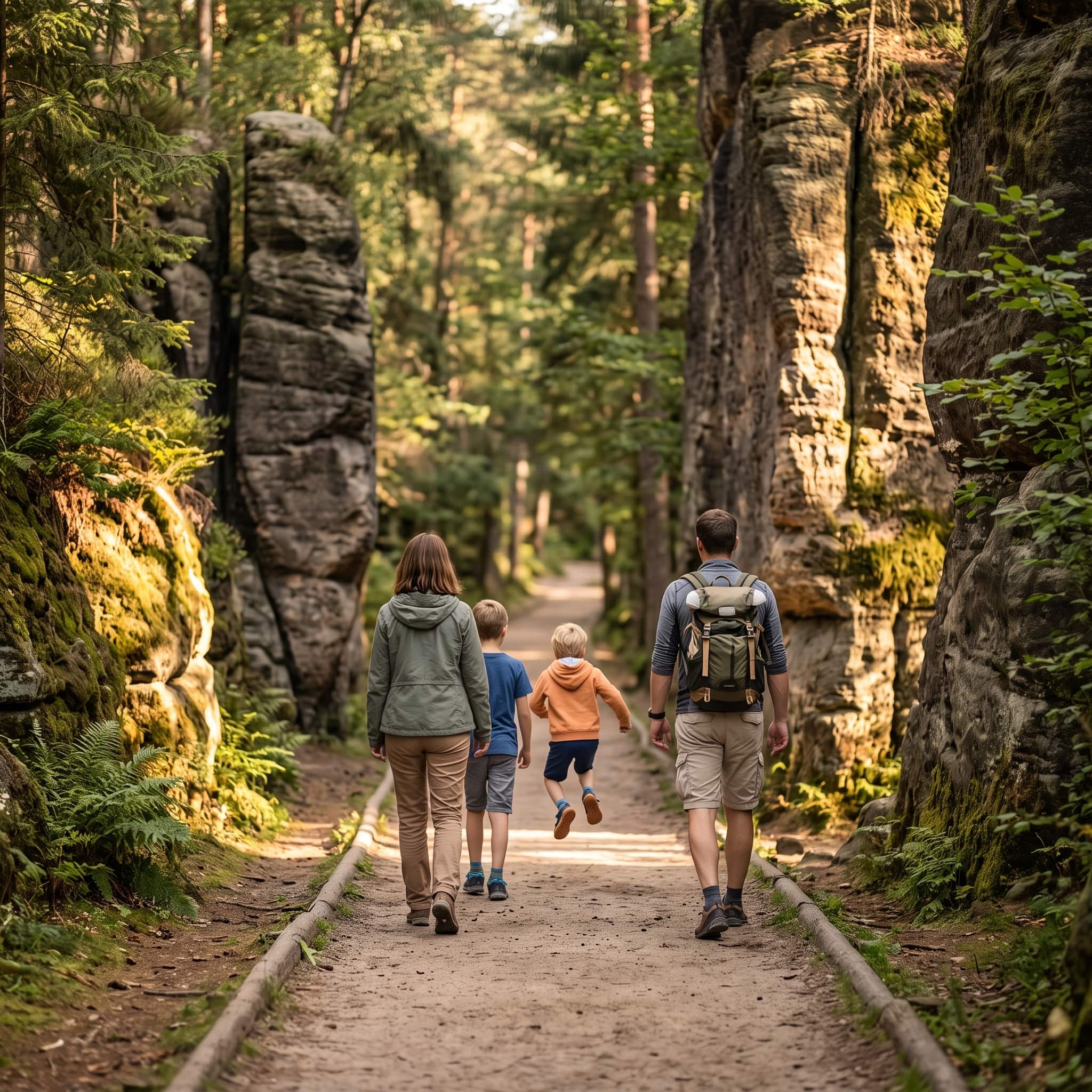 Familie beim Wandern in der Sächsischen Schweiz