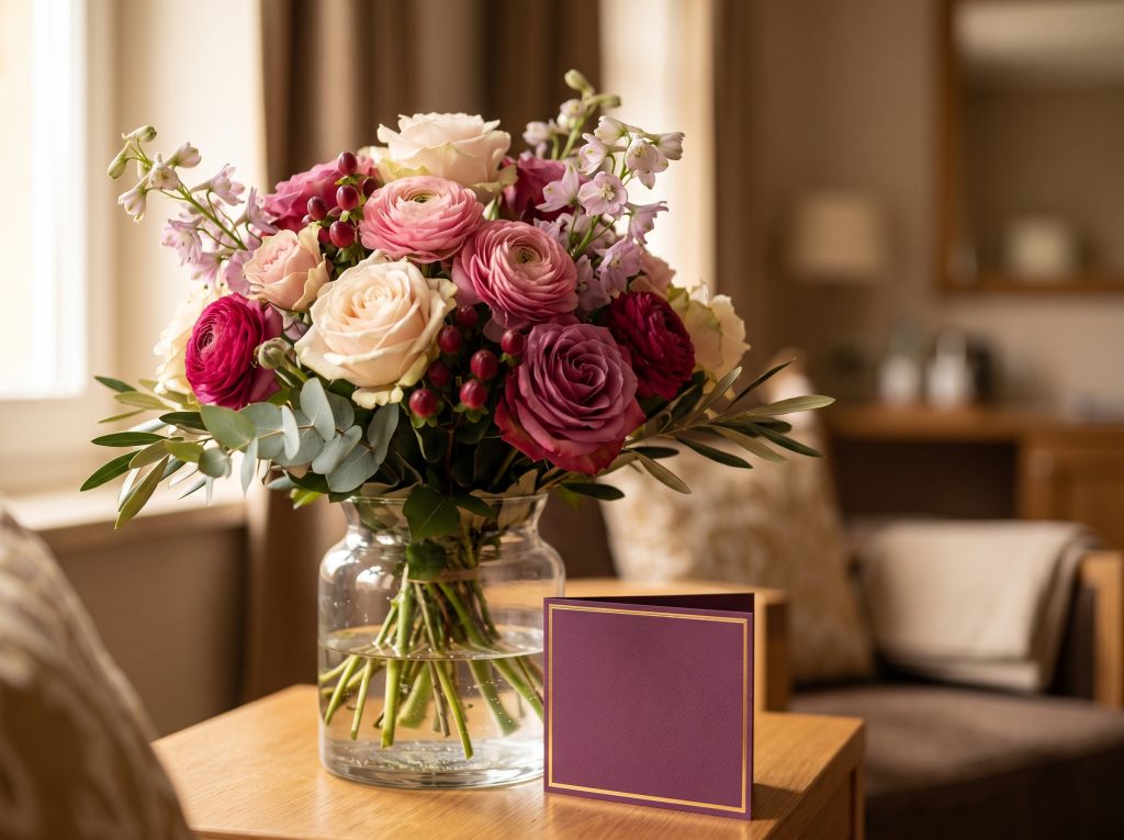 Frischer Blumenstrauß auf dem Hotelzimmer — Überraschung in den STEIGER Hotels